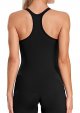 Women's Ribbed Workout Tank Top with Built-in Bra Tight Crew Neck Track Top